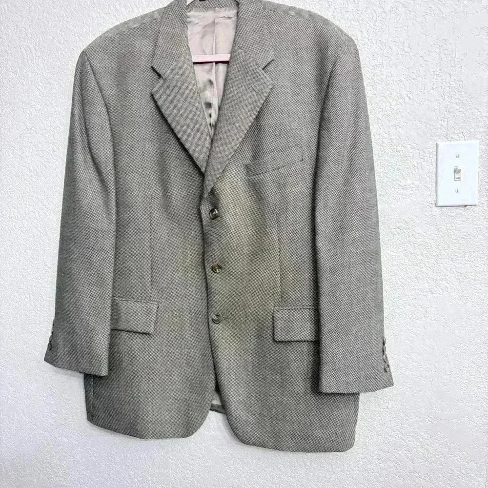 Ralph Lauren Houndstooth Silk Wool Blend Sport Blazer Jacket - Size 44R